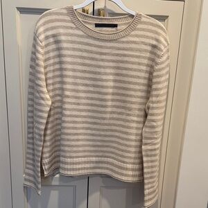 Jenni Kayne Cream and Beige Striped Crew Neck Sweater